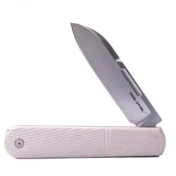 Couteau Real Steel Barlow RB-5 Ivory Manche G10 Lame Drop Point Acier N690 Slip Joint Clip RS8021I