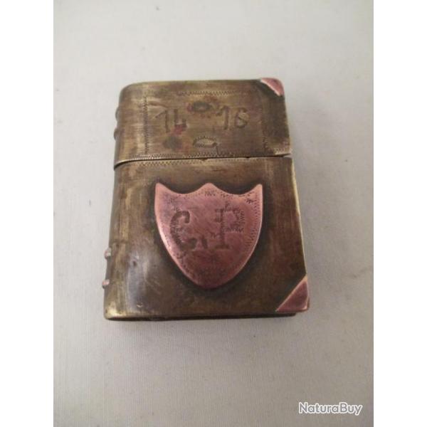 vritable - autenthique - briquet de poilu - livre - artisanat de tranche -  14 -16