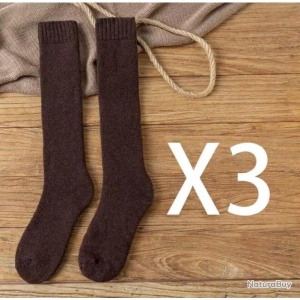 Chaussettes longues en laine 3 paires