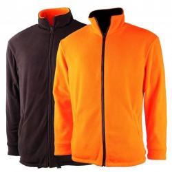 veste de chasse polaire reversible orange/marron