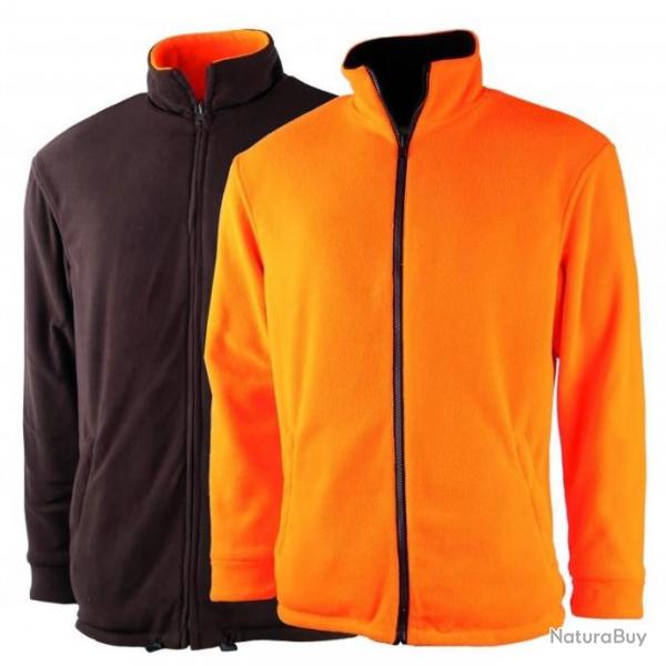 veste de chasse polaire reversible orange/marron