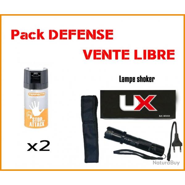 Pack DEFENSE SHOKER LAMPE 2.400.000 V + 2 BOMBES DE DEFENSE 