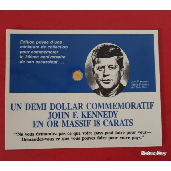 dition limite 1 Demi Dollar Or Massif Kennedy Commmoratif 1963-1993 Edition prive 1/2 Dollar