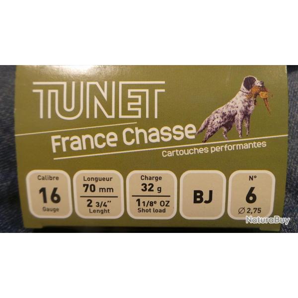 Cartouches TUNET FRANCE CHASSE Cal. 16 70 32G
