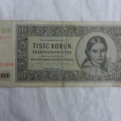 billet banque Tchécoslovaquie 1945 - 1000 tisic korun