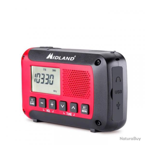 Radio Urgence Midland modle ER250BT rouge avec technologie Bluetooth