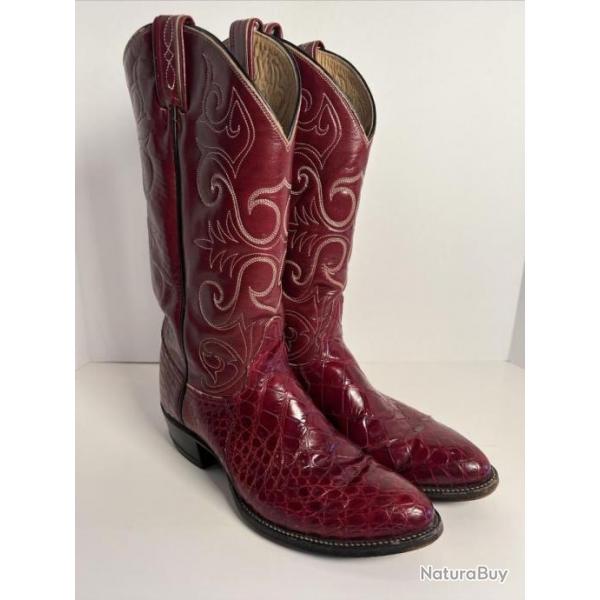 Tony Lama El Rey Hand Made USA Exotic Skin Alligator Cowboy Boots 8 Crocodile