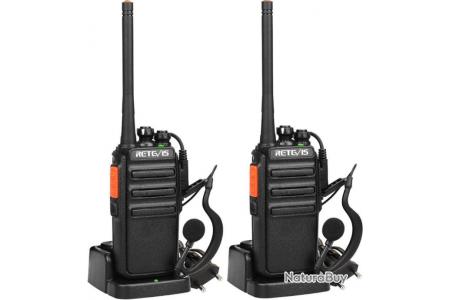 Talkie Walkie Longue Portée Retevis RT24 PMR Radio 16 Canaux Rechargeable  avec avec Adaptateur X 2 - Talkies walkies (11113726)