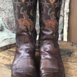 Vintage Lucchese Classic Cowboy Boots Women's Brown Bucking Bronc Handmade 8.5