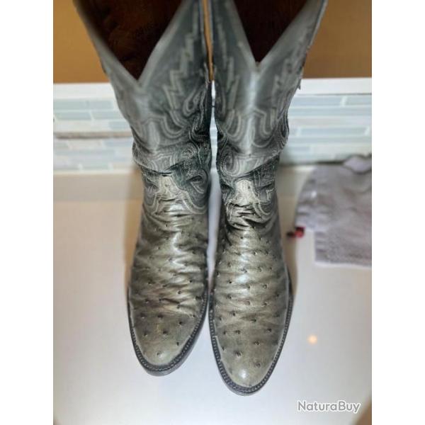 Lucchese Classics Handmade Gray Full-Quill Ostrich Cowboy Boots 8 2E