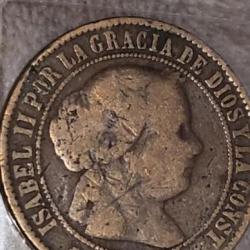 Monnaie 5 cent Espagne 1868