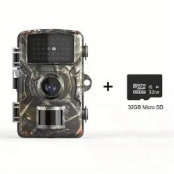 Caméra de Chasse 32MP 1520P HD Équipé d'une Carte Mémoire 32G et de Huit Batteries Photo IP66