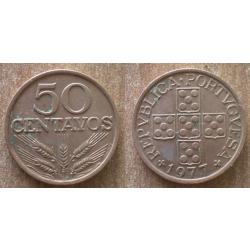 Portugal 50 Centavos 1977 Piece Centavo Escudos Escudo