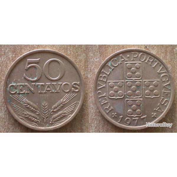 Portugal 50 Centavos 1977 Piece Centavo Escudos Escudo