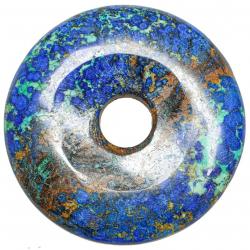 Donut Pi Chinois en azurite malachite pour pendentif 3.8 à 4.2 cm