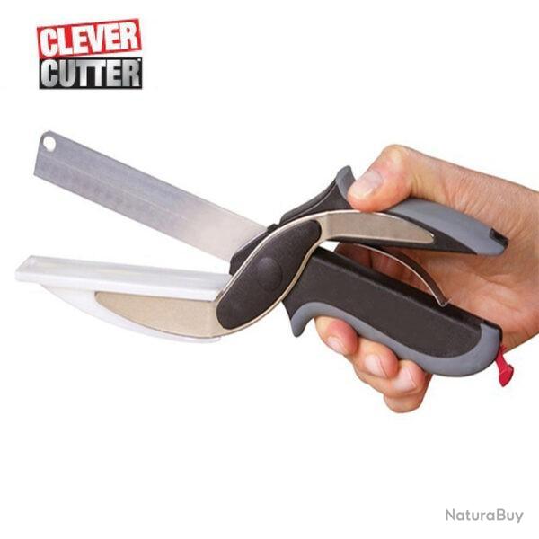 Ciseaux Couteau lgumes Clever Cutter 2 en 1 en acier inoxydable avec Planchette intgre
