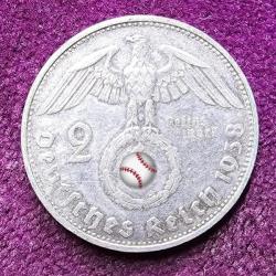 Monnaie Allemagne: 2 reichmark 1938 - G, Karlsruhe, Argent.