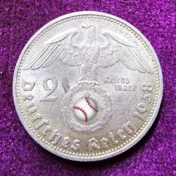Monnaie Allemagne: 2 reichmark 1938 - B, Vienne, Argent.