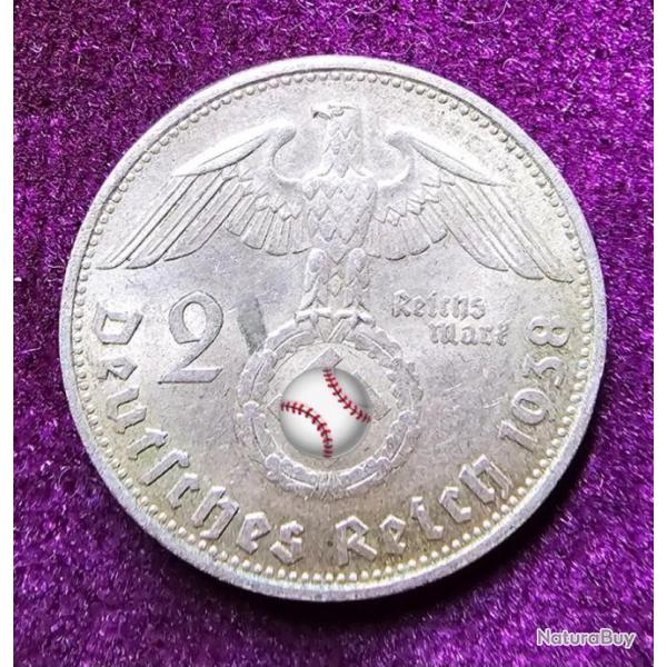 Monnaie Allemagne: 2 reichmark 1938 - B, Vienne, Argent.