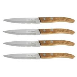 4 Pièces - Couteau de cuisine Lou Laguiole® Bois Longueur lame 10,5 cm Acier inoxydable