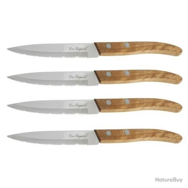 4 Pices - Couteau de cuisine Lou Laguiole Bois Longueur lame 10,5 cm Acier inoxydable