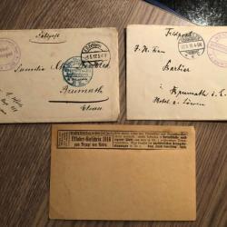 2 enveloppes  et 1 entier postal 1914-1916 FELDPOST