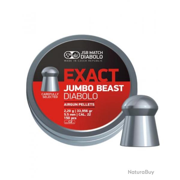 Plombs JSB Match 5,5 mm / Cal .22 - EXACT JUMBO BEAST DIABOLO - 2,20 grammes - 33,956 gr.  150 pcs.