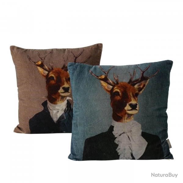 Set 2 coussins Cerf habill