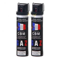 Lot 2 bombes lacrymogène GAZ CS 75ml avec clapet CBM (fabriqué en France)