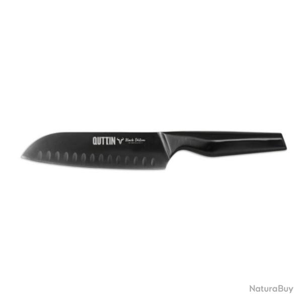 Couteau de cuisine Santoku QUTTIN Black Edition Longueur lame 17 cm Acier inoxydable