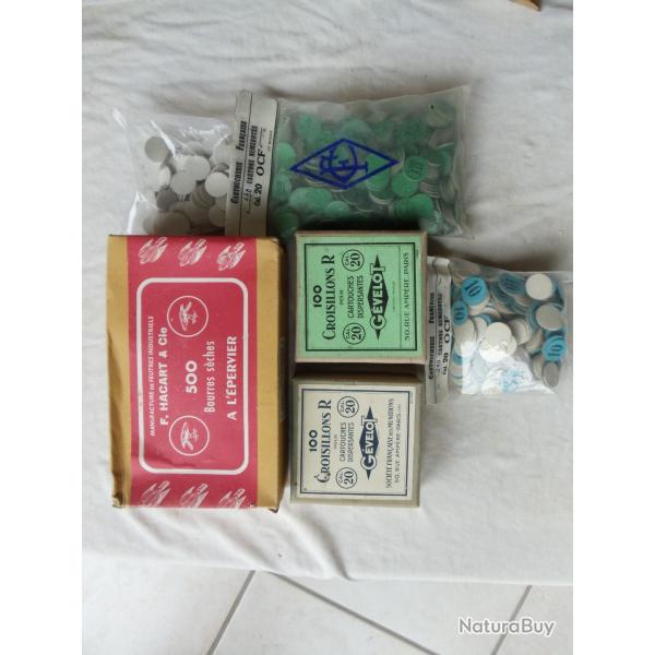 Lot de 3 Botes et 3 pochettes d'accessoires pour le rechargement en calibre 20.