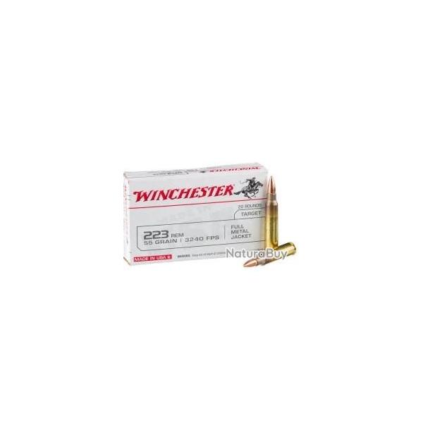 Cartouche WINCHESTER 223 REM FMJ - 55grs - Boite de 20