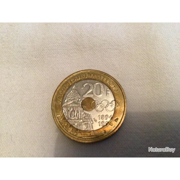 Pice 20 francs pierre de Coubertin 1994