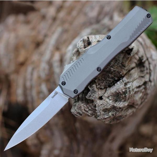 Couteau Kershaw Livewire OTF AUTO Gray Lame Acier CPM-MagnaCut Manche Aluminum Clip USA KS9000GRY