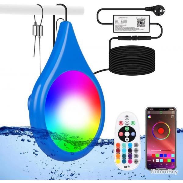 Eclairage Piscine LED 25W Lampe Piscine Etanche IP68 Minuterie Tlcommande et APP Cable 11m