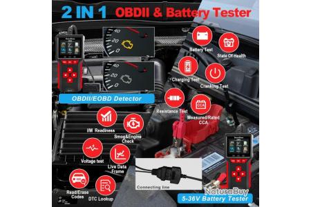 Testeur de batterie professionnel / diagnostic / voiture / moto / bateau /  camion
