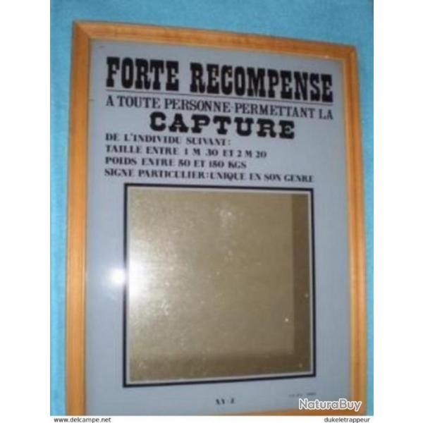 Cadre miroir "AVIS DE RECHERCHE" ! Collection, Amusant , Cowboy, Country...