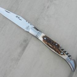 Couteau de poche avec tire bouchon plaquettes bois de cerf