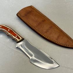 Couteau traqueur forgé 28cm orangé/blanc