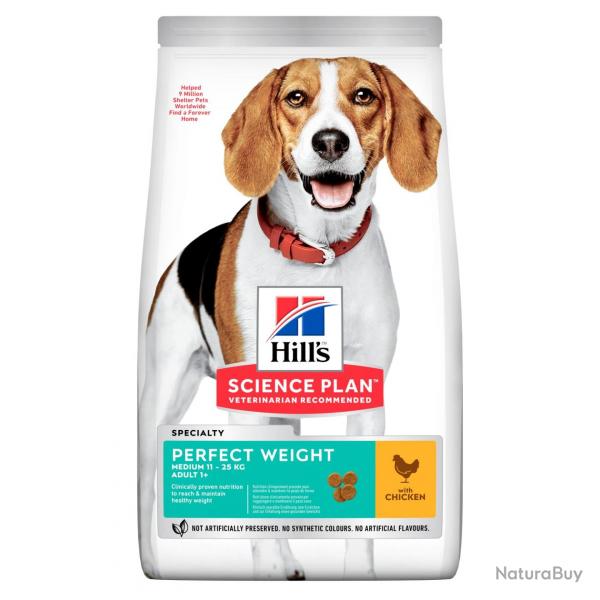 HILLS CANINE ADULT PERFECT WEIGHT MEDIUM POULET 12KGS