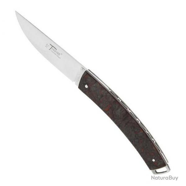 Couteau "Le Thiers" nature/pocket, Longueur manche 10 cm, Manche fibre de carbone rouge [Gilles - Fo