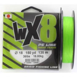 Tresse WX8 chartreuse Powerline 8 kg 0,1 mm