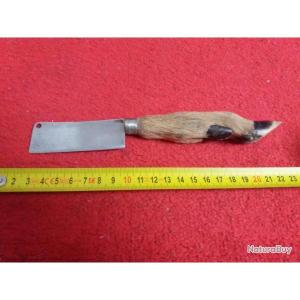 couteau couperet culinaire pour viande epaisse mini feuille de boucher manche en patte de chevreuil