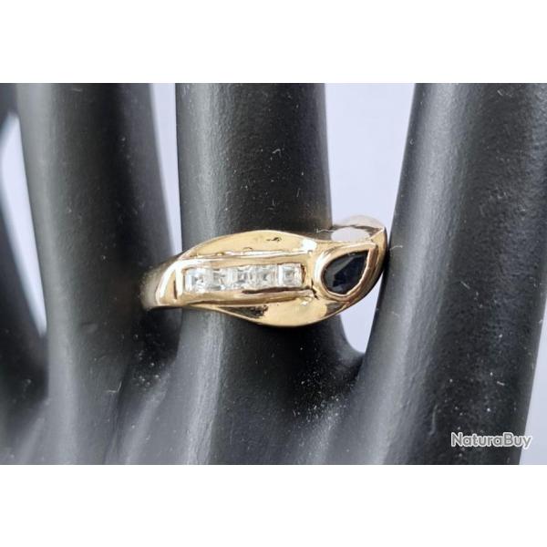 Bague en or massif 14 carats - saphir - taille 55