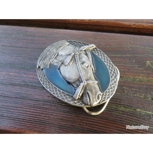 VINTAGE - Ancienne boucle de ceinture Argent BERGAMOT - Modle  "The Arabian Horse" - Made in U.S.A.