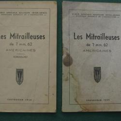 documents d'instruction sur la Mitrailleuses Browning  1919 /1917 A  De 7,62 Américaine