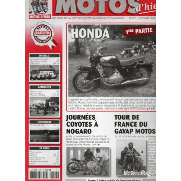 motos d'hier 125, 127, 128, mensuel de la motocyclette ancienne et classique 2008 , honda