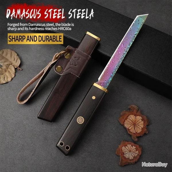 Couteau Japonais style Damas Etui Ebene, Modele: D