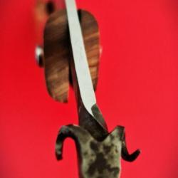 Couteau de Berger Artisanal lame forgé tete de bélier avec étui cuir