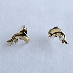 Boucles d'oreilles clip dauphin en or massif 18 carats